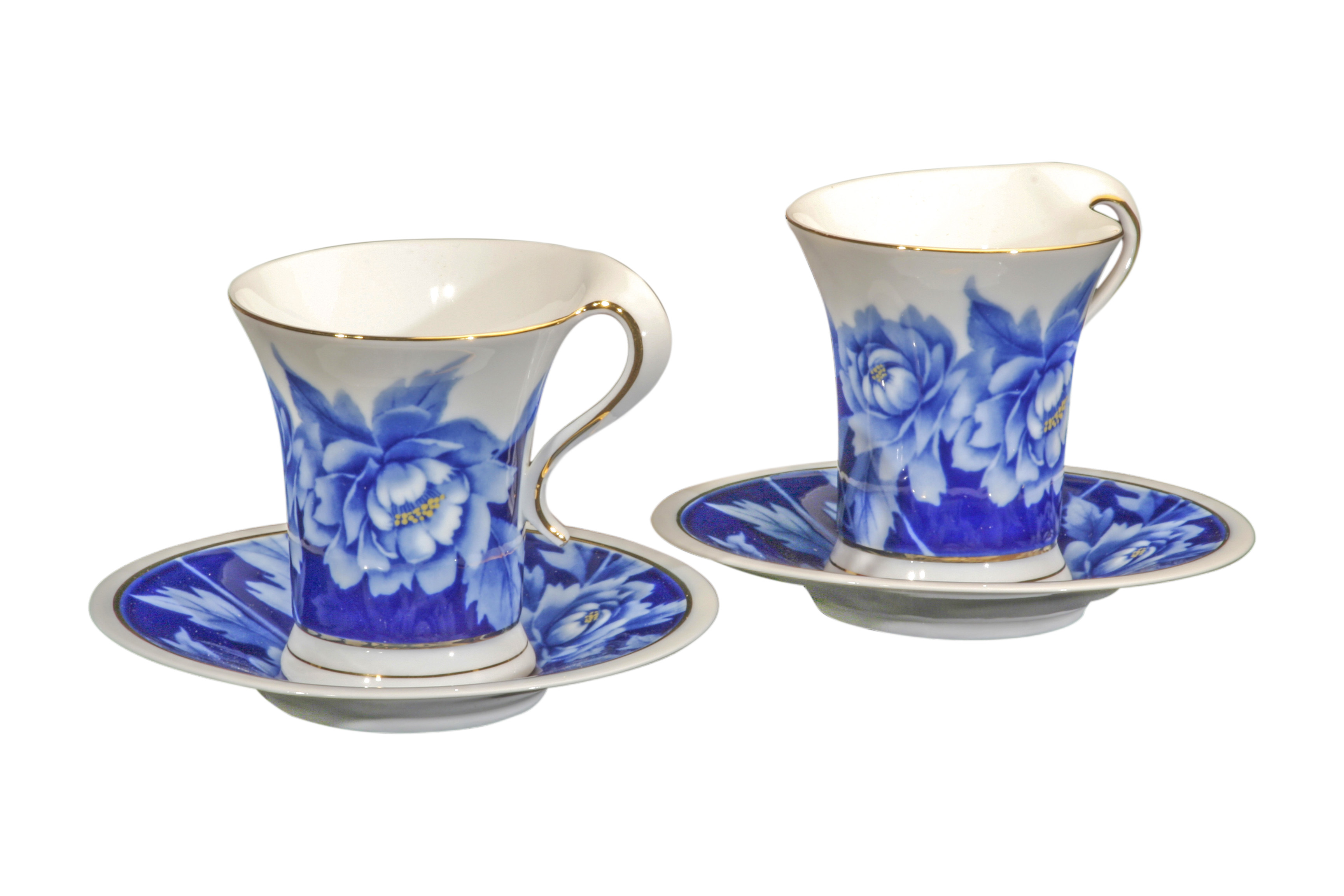 Blue Peony 2 Cup & Saucer Set